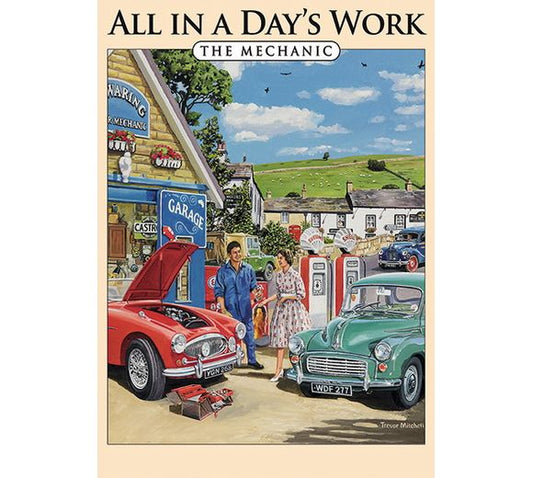 'All in a Day's Work' - Small Mechanic Retro Metal Sign - 8" x 6"