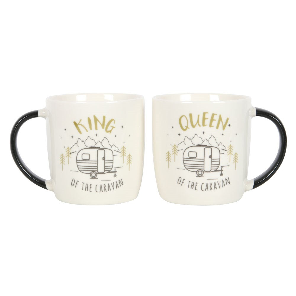 Twin Set of Caravan Mugs - King & Queen of the Caravan