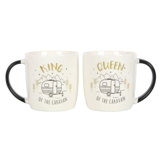 Twin Set of Caravan Mugs - King & Queen of the Caravan