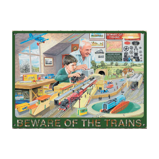 Large Model Train Railway Metal Sign - 15" x 12"