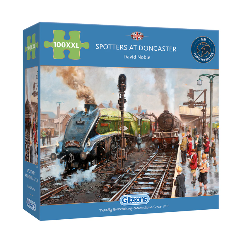 Gibsons Jigsaw Steam railway Extra Large Pieces XXL 100 Piece Spotters at Doncaster by David Noble.