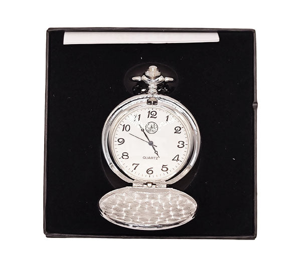 GWR Railway Silver Tone Pocket Watch with Chain in Gift Box