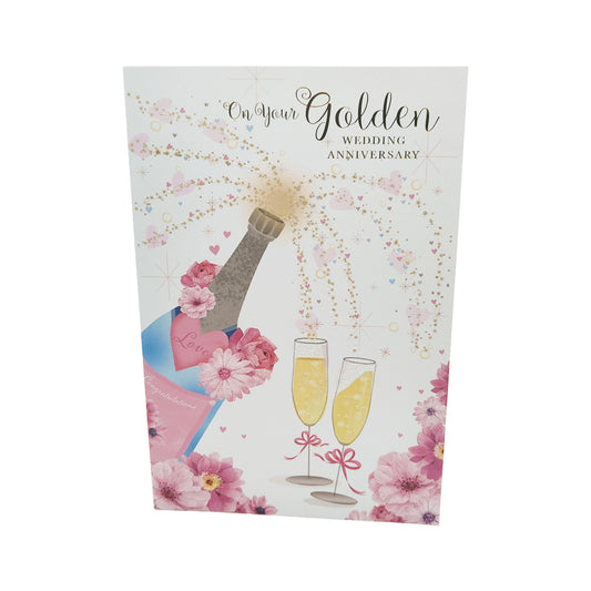 Golden Wedding Anniversary Card - 'Champagne Celebration'