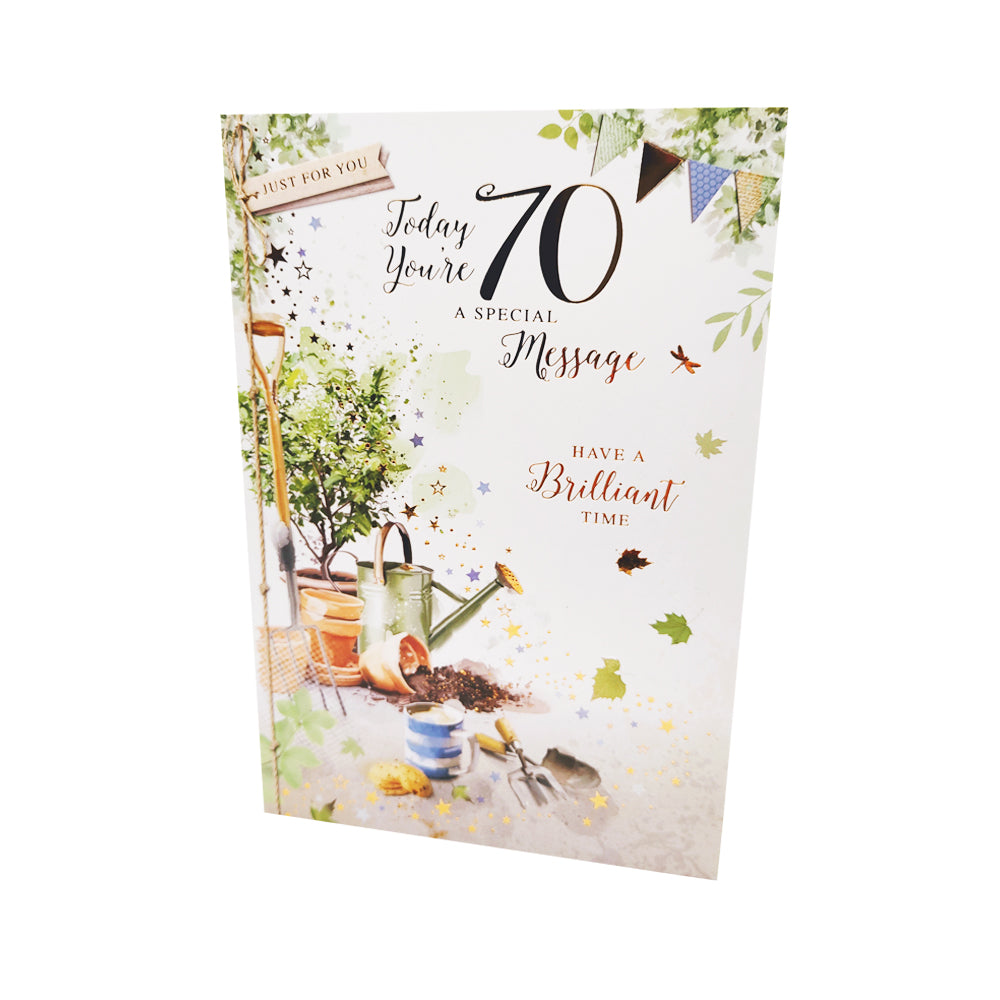 70th Birthday Gardening Card - 'Bronze Garden'