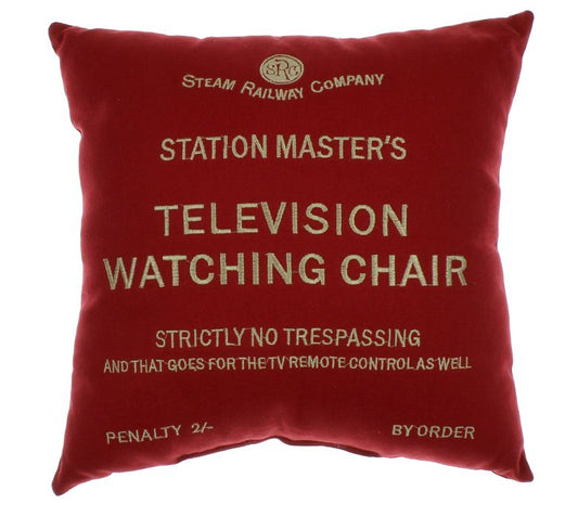 Red Cotton Station Master's Railway Inspired Cushion