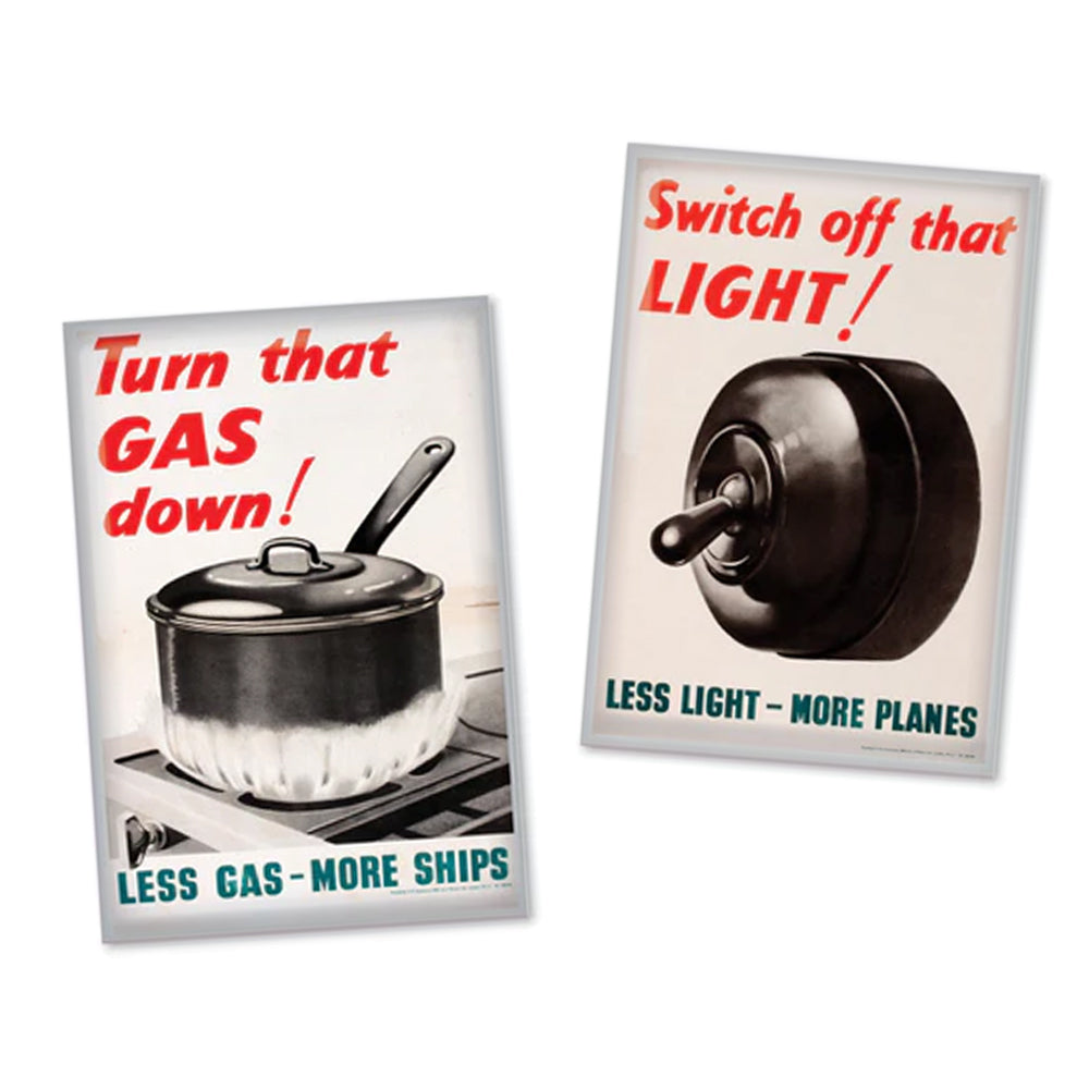 War Time Home Front  Fridge Magnets - Gas & Light Twin Pack